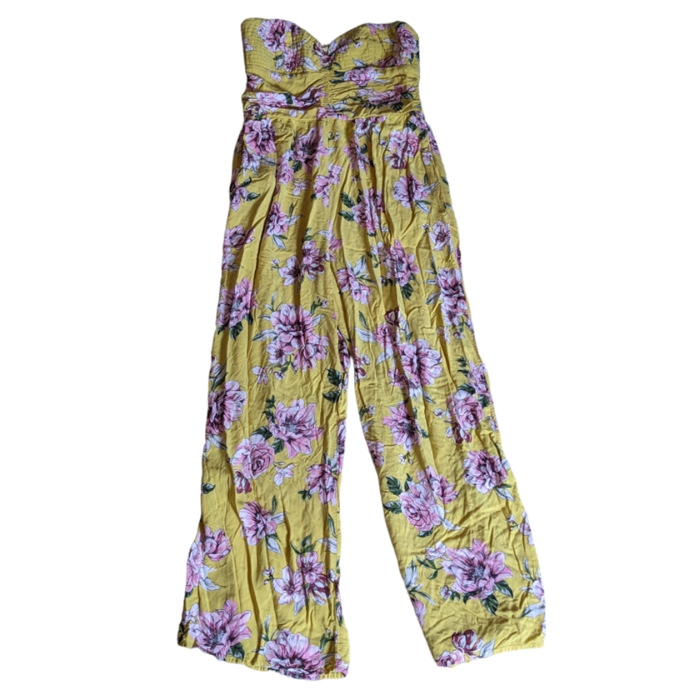 Brunch- Yellow Strapless Floral Romper XL